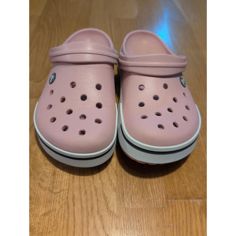 Crocs Crocband II Clogs Pink And White Women 9 Men 7 Comfy! Great Condition! - Picture 4 of 7